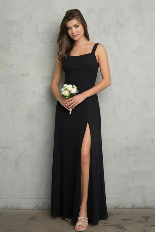 Eva USA 3485 Bridesmaids Long Slit Formal Dress