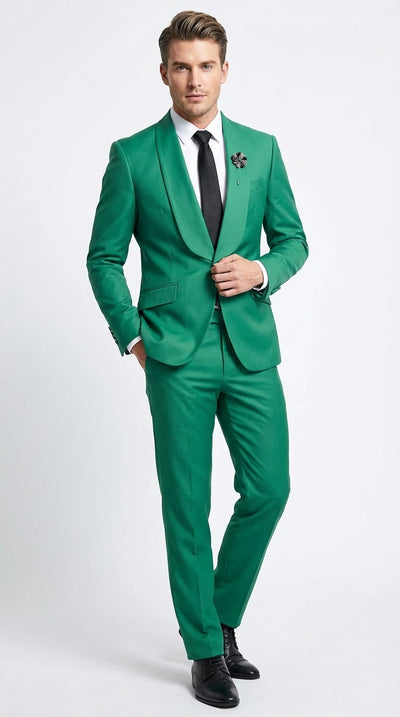 Men’s Augusta Green Emerald Light Green Suit – Slim Fit 2 Piece Formal Suit for Wedding, Prom and Evening Events