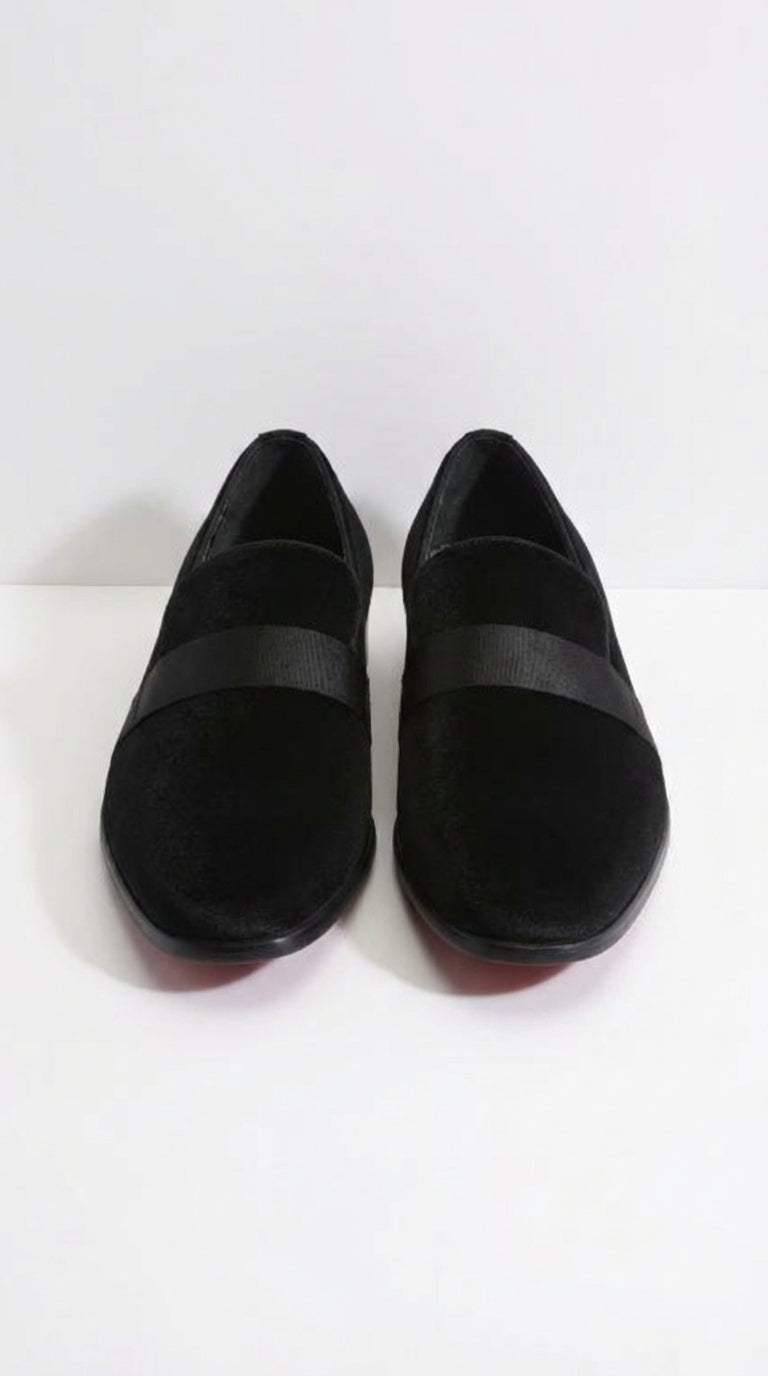 Men's Black Tuxedo Dress Velvet Loafers | Formal Slip-On Shoes for Wedding, Prom & Black Tie Events – SuitUSA