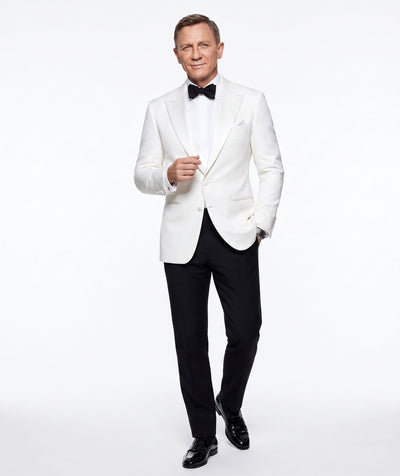 Men’s Pure White Dinner Jacket Blazer – James Bond Style Formal Tuxedo Blazer for Wedding, Black Tie & Evening Wear