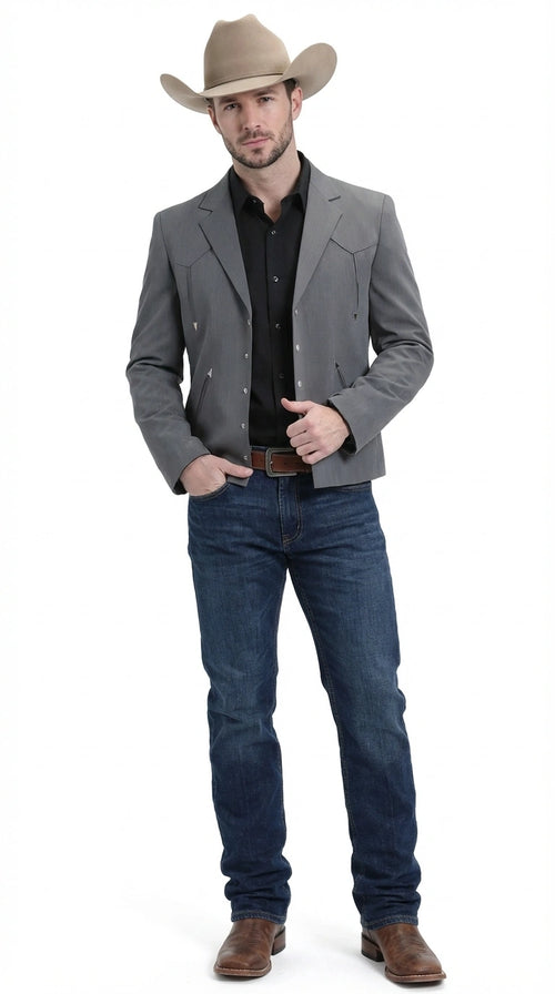 Mens Charcoal Gray Western Blazer β Cowboy Style Casual Jacket Classic Country Western Sport Coat