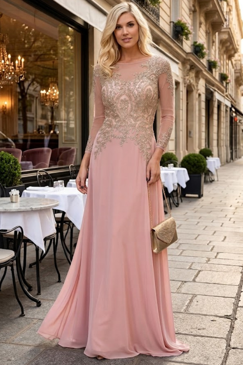 3/4 Sleeve Mother of the Bride Dress Embroidered Modern Evening Gown