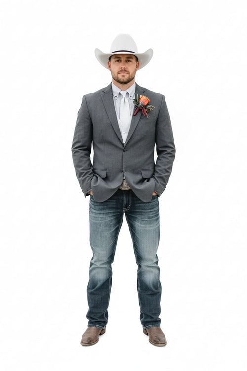 Saco Vaquero Mens Western Style Blazer – Classic Gray Cowboy Suit Jacket for Weddings, Country Events and Formal Wear in Grey Color - Cowboy Accessories
