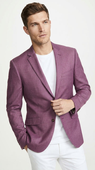 Menβs Berry Mauve Blazer β Classic 2-Button Wedding, Business and Smart-Casual Sport Coat in light purple lavender color