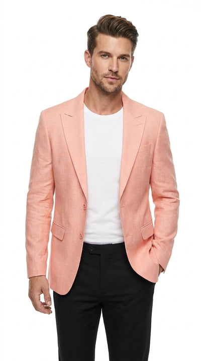 Menβs Peach Blazer β Modern Fit Wedding, Summer, Business Casual & Smart Casual Sport Coat