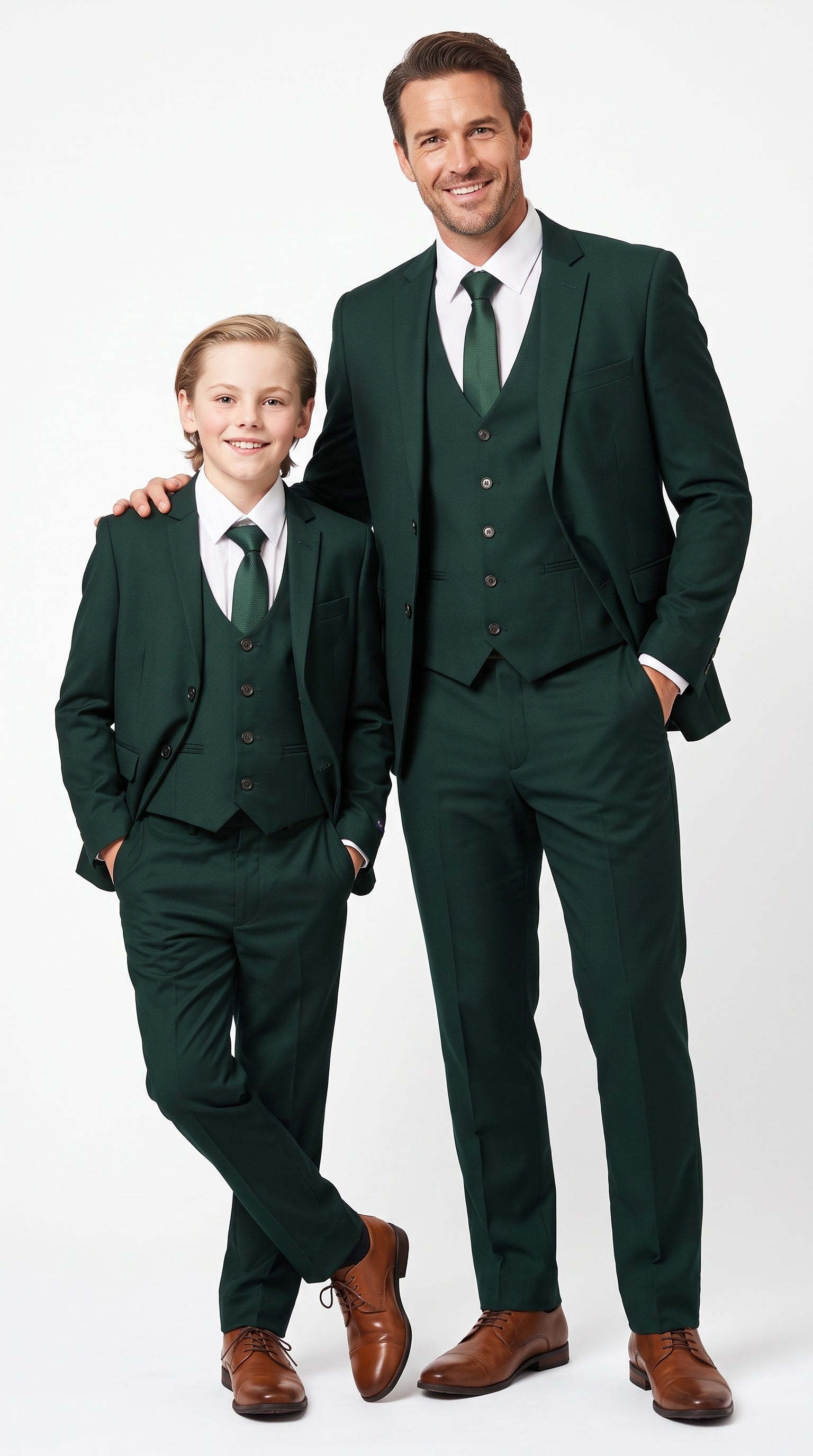 Dad & Son Matching Dark Green 3-Piece Suits β Father and Son Wedding Formal Suits