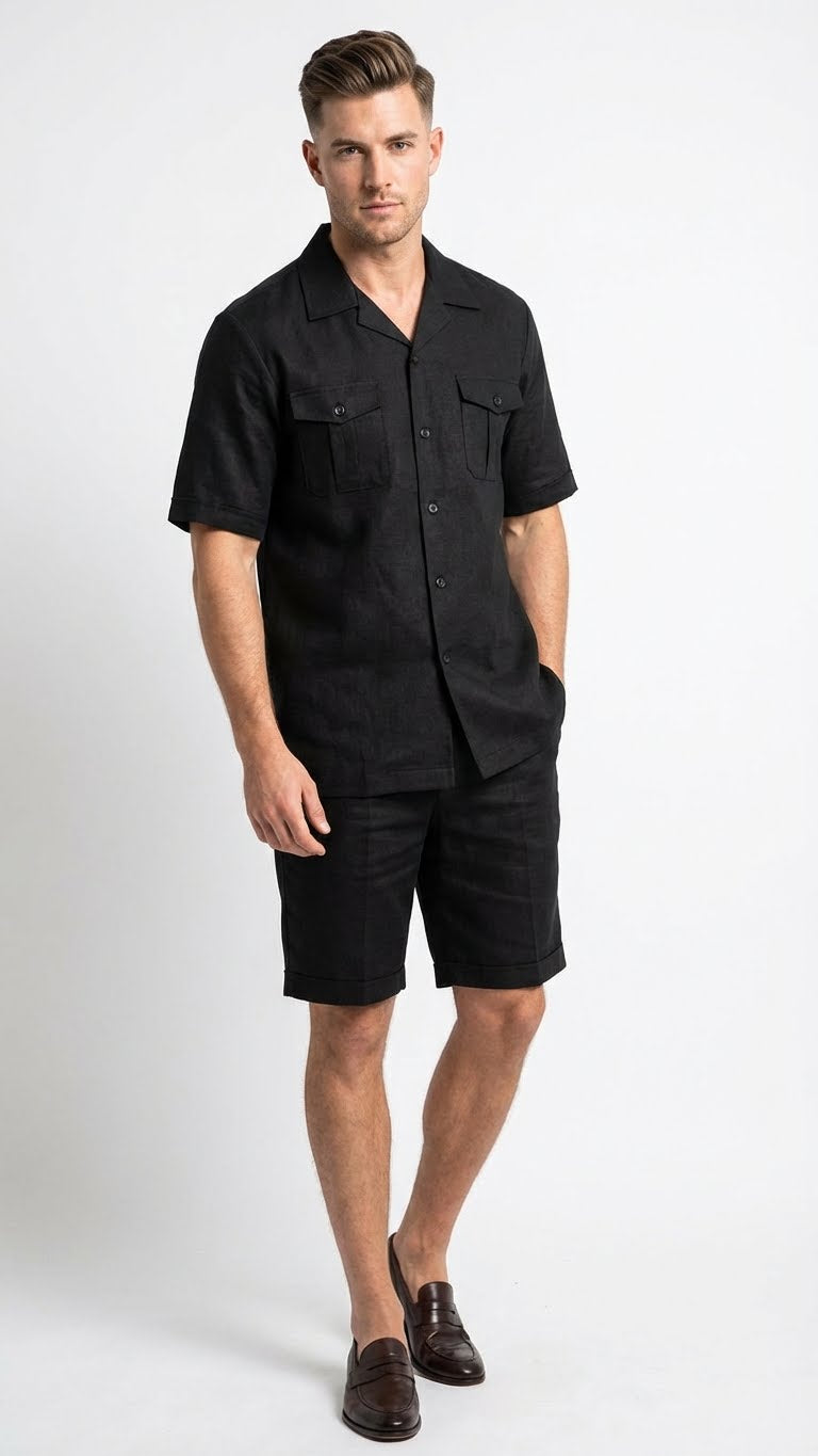 Men’s Black Walking Suit with Short - Classic Leisure and Casual Outfit USA Men's Outlet