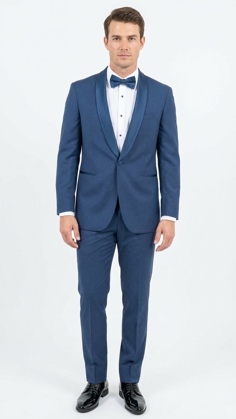 grey tux with royal blue dress Men's Indigo Sapphire​ Tuxedo Suit Set, Classic Formal Wedding Prom 2026 Dinner Jacket Light Cobalt Color 34 Short or Extra Small Royal and special occasions sexy pink dress Calvin Klein Women's Work Size:IT38(XS)