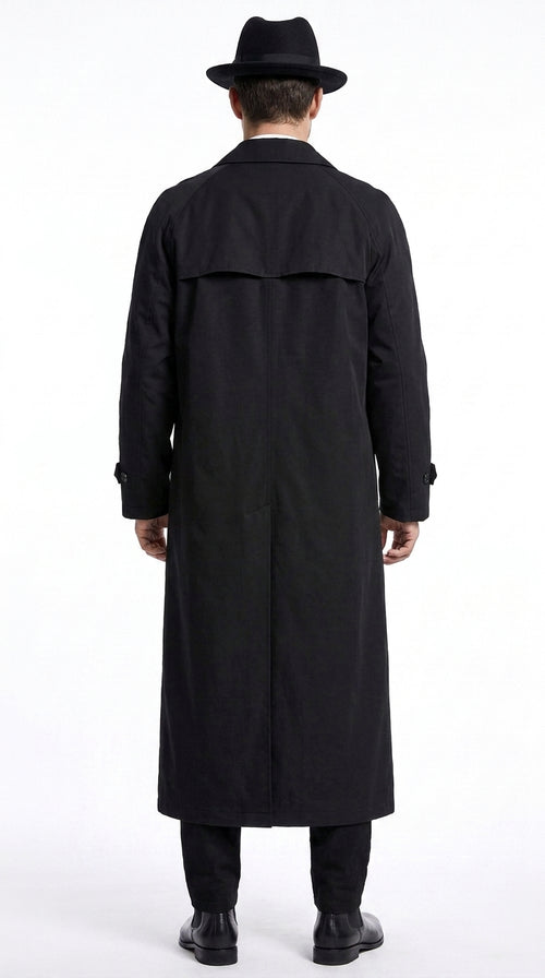 Men’s Neo Matrix Inspired Black Trench Coat – Long Full-Length Gothic Movie Style Overcoat