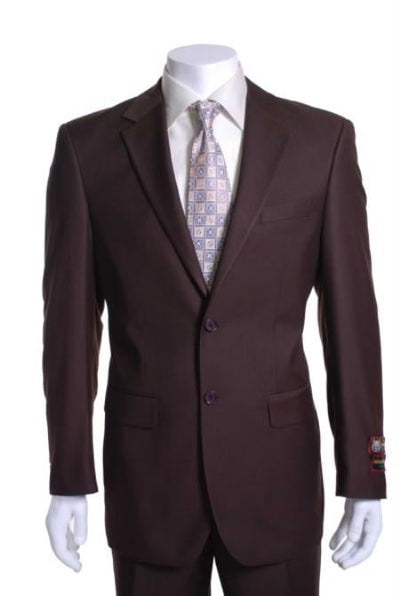 2 Button Vented without pleat Flat Front Pants Business ~ Wedding 2 piece Modern Fit Suits Side Vented 2 Piece Cheap Priced Business Suits Clearance Sale For Men 47815-8-2BV-NP Brown