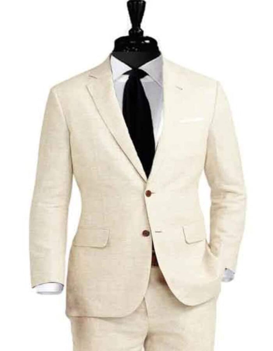 Linen Suit - Mens Summer Suits in Beige Color - Beach Wedding - Men's Tuxedo USA