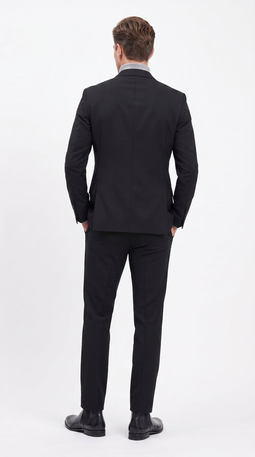 Men's Designer Stacy Adams Classic Double Breasted Suit in Black Peak Lapel Slim fit