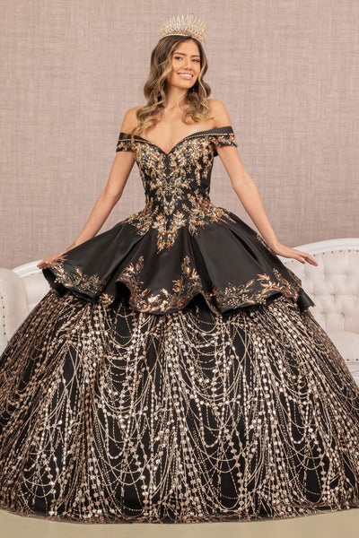 Off Shoulder 2-Piece Satin Gown by Elizabeth KGL3098