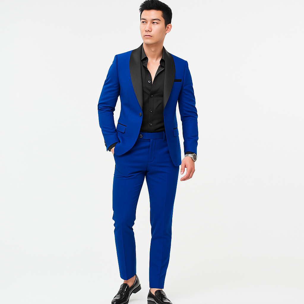 Men’s Black and Royal Blue Tuxedo – Luxury Prom & Wedding Suit