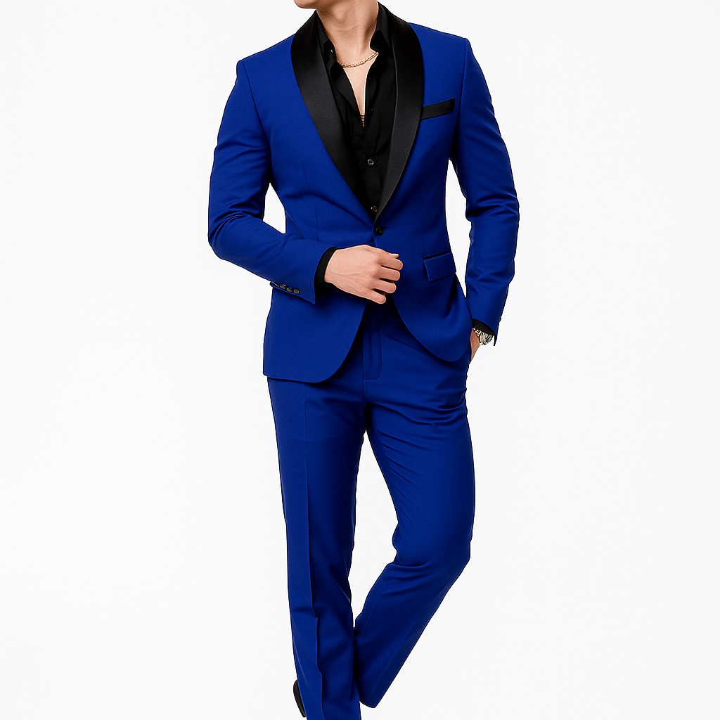 Men’s Black and Royal Blue Tuxedo – Luxury Prom & Wedding Suit