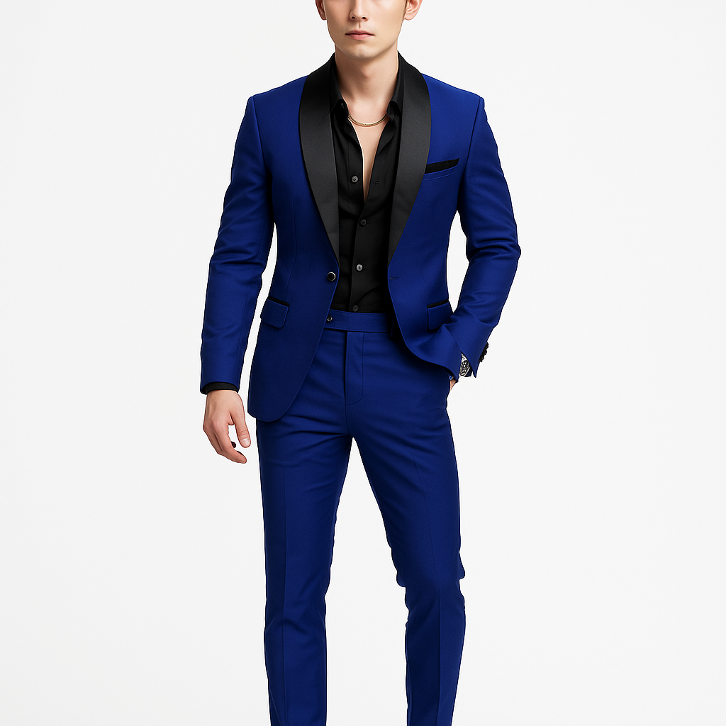 Men’s Black and Royal Blue Tuxedo – Luxury Prom & Wedding Suit