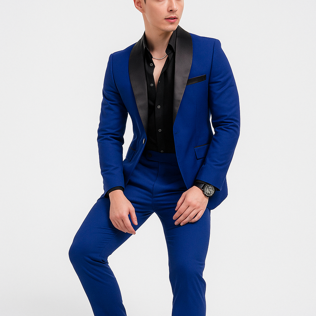 Men’s Black and Royal Blue Tuxedo – Luxury Prom & Wedding Suit