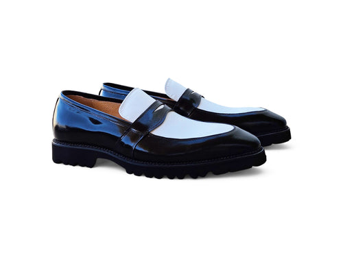 Two Tone Patent Leather Penny Loafer