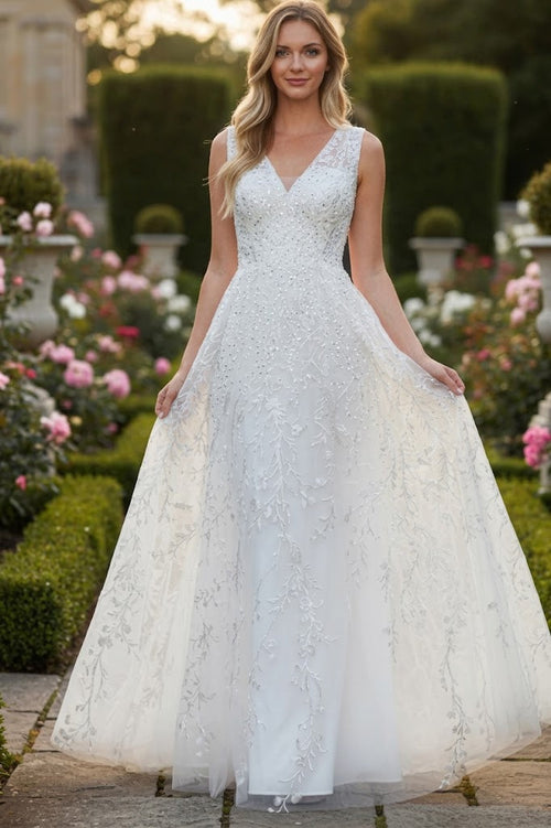 Formal Dress Long V-Neck Sleeveless A-Line Gown By Lenovia 8337-New Collection
