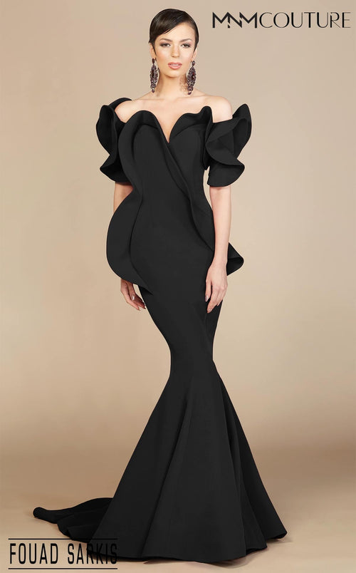 Fouad Sarkis 2328 Off-Shoulder Ruffled Sweetheart Mermaid Gown