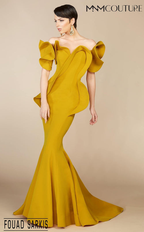 Fouad Sarkis 2328 Off-Shoulder Ruffled Sweetheart Mermaid Gown