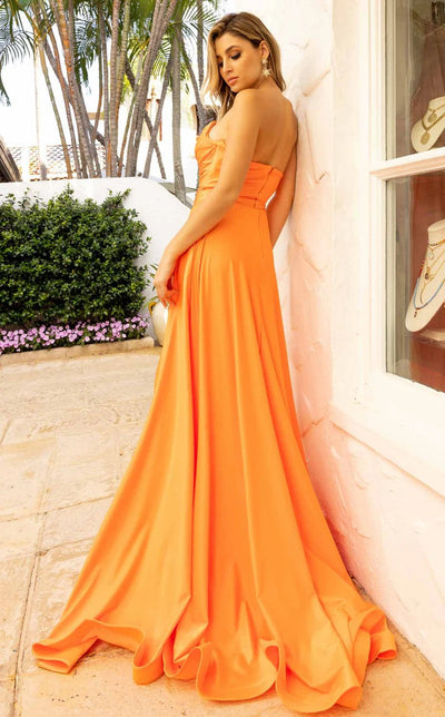 Jessica Angel JA2381 Strapless Cowl Neck A-Line Low Back Ruched Jersey Dress