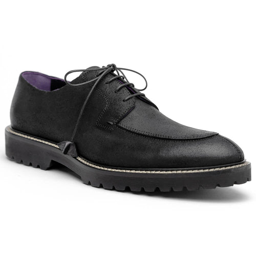 Zelli Campo Sueded Goatskin Lace-up Blucher Shoes in Black