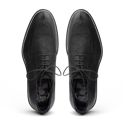 Zelli Campo Sueded Goatskin Lace-up Blucher Shoes in Black