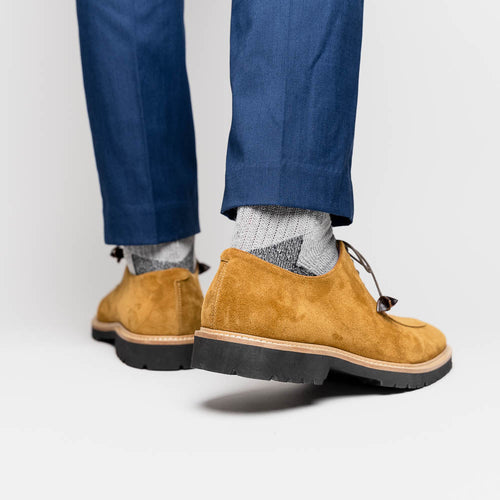 Zelli Campo Suede Goatskin Blucher Lace-up Shoes in Tobacco