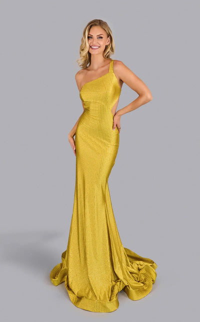 Jessica Angel JA2637 One-Shoulder Mermaid Prom Formal Crystal Jersey Dress