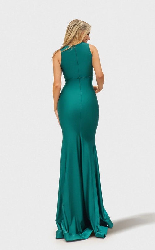 Jessica Angel JA2662 V-Neck Sleeveless Sheath High Slit Prom Jersey Dress