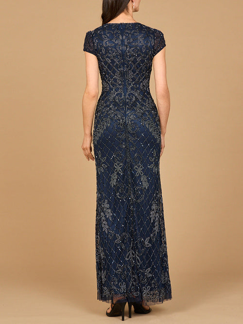 Lara 28865 Cap Sleeve Mother of the Bride Dress Mermaid Beaded Evening Gown