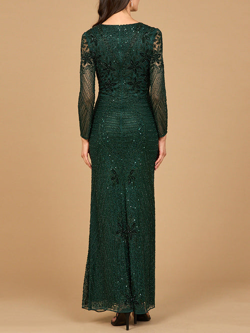 Lara 28888 Long Sleeve Beaded Maxi Mother of the Bride Gown