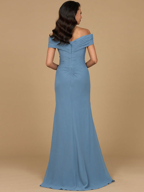 Off Shoulder Mother of Bride Dress Elegant Chiffon Gown