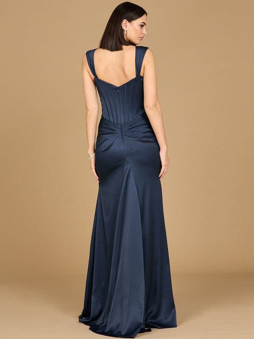Lara 28915 Sleeveless Corset Prom Gown Long Simple Formal Evening Dress