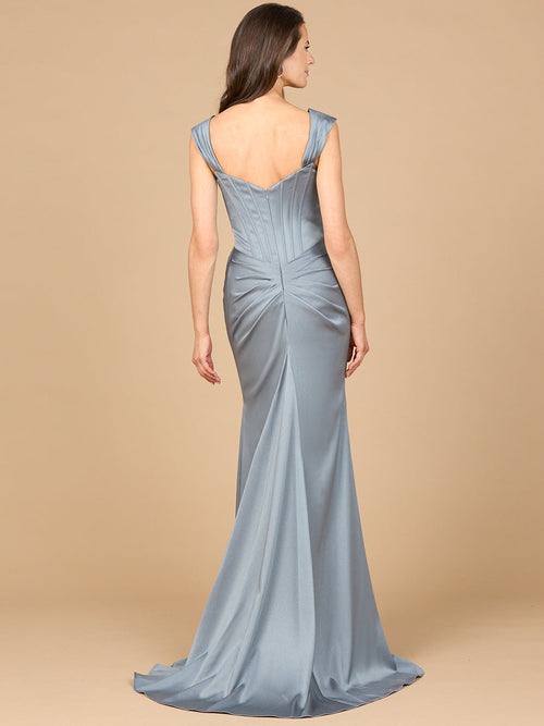 Lara 28915 Sleeveless Corset Prom Gown Long Simple Formal Evening Dress