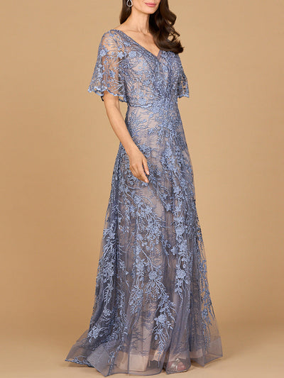 Elegant Cape Sleeve A-line Gown