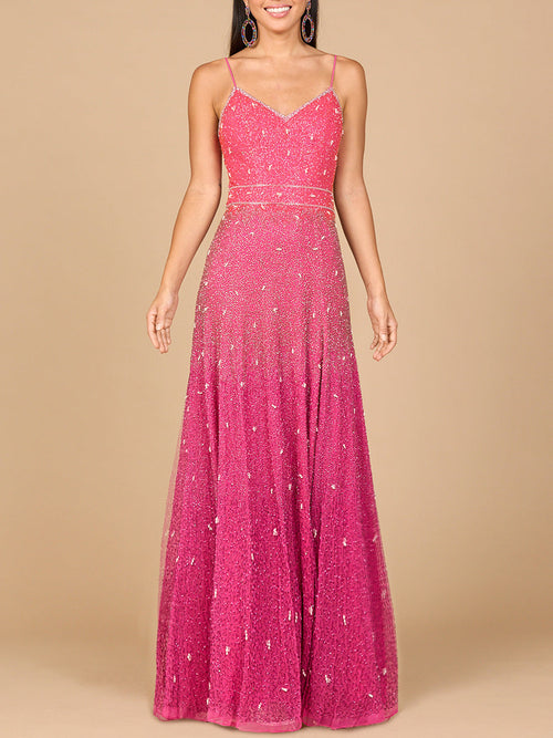 Lara 29033 Ombre Beaded Prom Dress