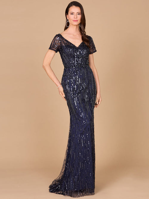 Lara 29072 Short Sleeve Beaded Mermaid Mother of the Bride Dress