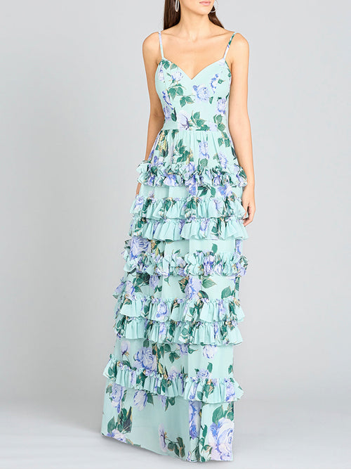Lara 29242 Ruffle Floral Print Wedding Guest Dress