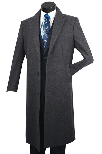 Men's Charcoal Wool & Cashmere Overcoat by Vinci Suits