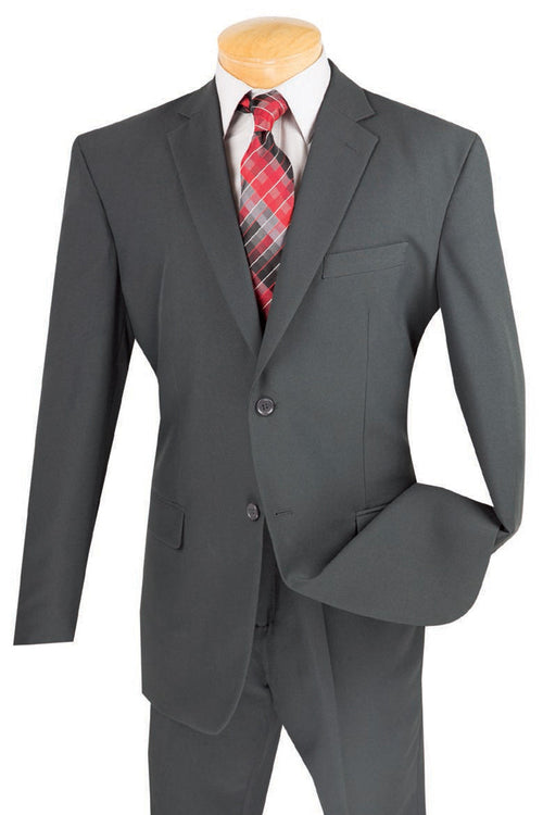 Mens 2 Button Classic Poplin Suit in Charcoal Grey