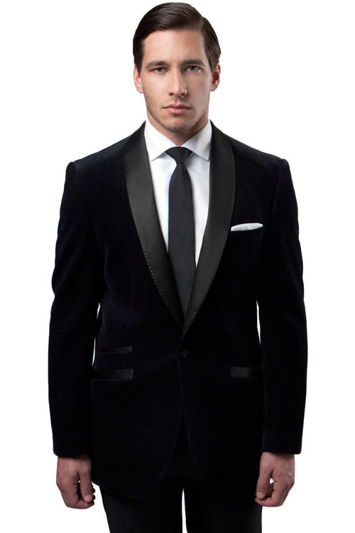 Men's Velvet Shawl Collar Tuxedo Jacket in Black