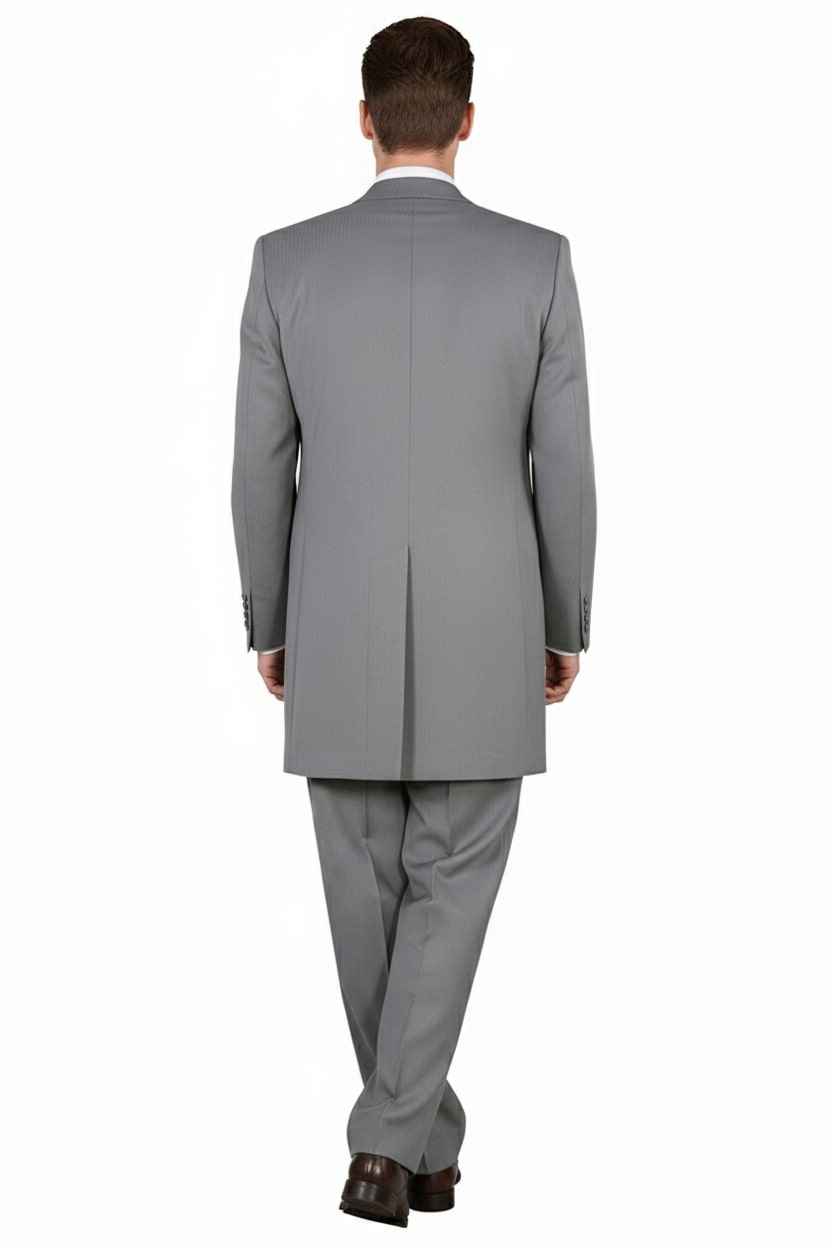 Mens Zoot Suit - Light Gray 3-Piece Suit with Vest – Classic Business and Wedding Formal Wear - 1920s Fashion