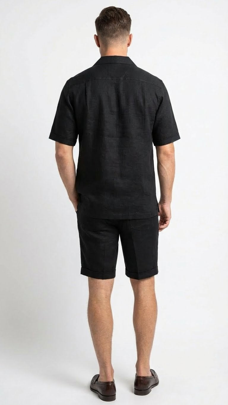 Men’s Black Walking Suit with Short – Classic Leisure and Casual Outfit