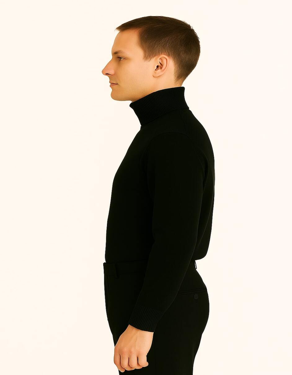 Men's Black Turtleneck Sweater – Classic Slim Fit Knit Pullover for Winter Layering