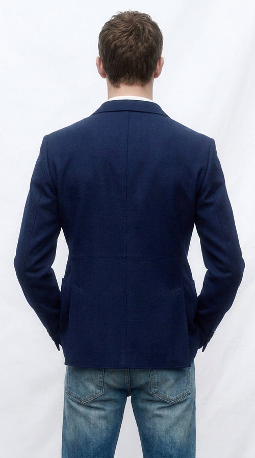 Men’s Navy Blue Double Breasted Blazer – Formal Sport Coat