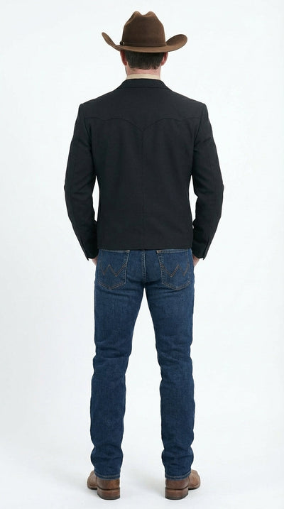 Mens Black Western Blazer Set – Cowboy Style Formal Jacket and Pants Outfit Country Western Suit