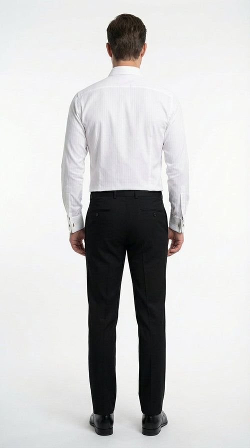Mens White Herringbone Shadow and Tone on Tone Dress Shirt β Classic Formal Wedding