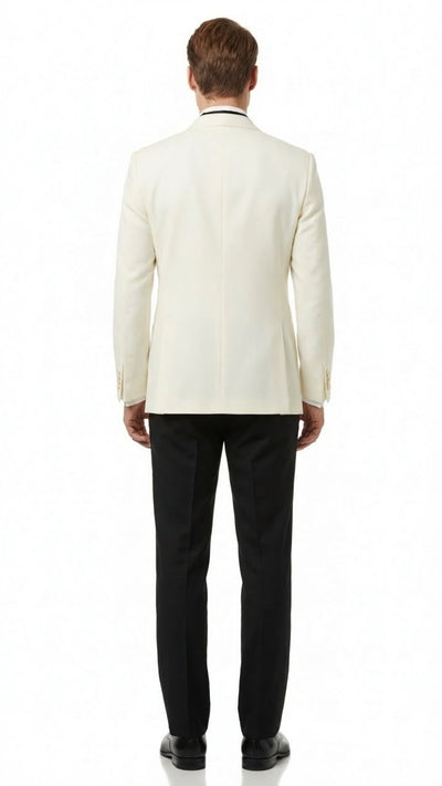 Men’s Ivory Double-Breasted Shawl Lapel Tuxedo Jacket | Premium Formal Dinner Jacket for Weddings and Black-Tie Events